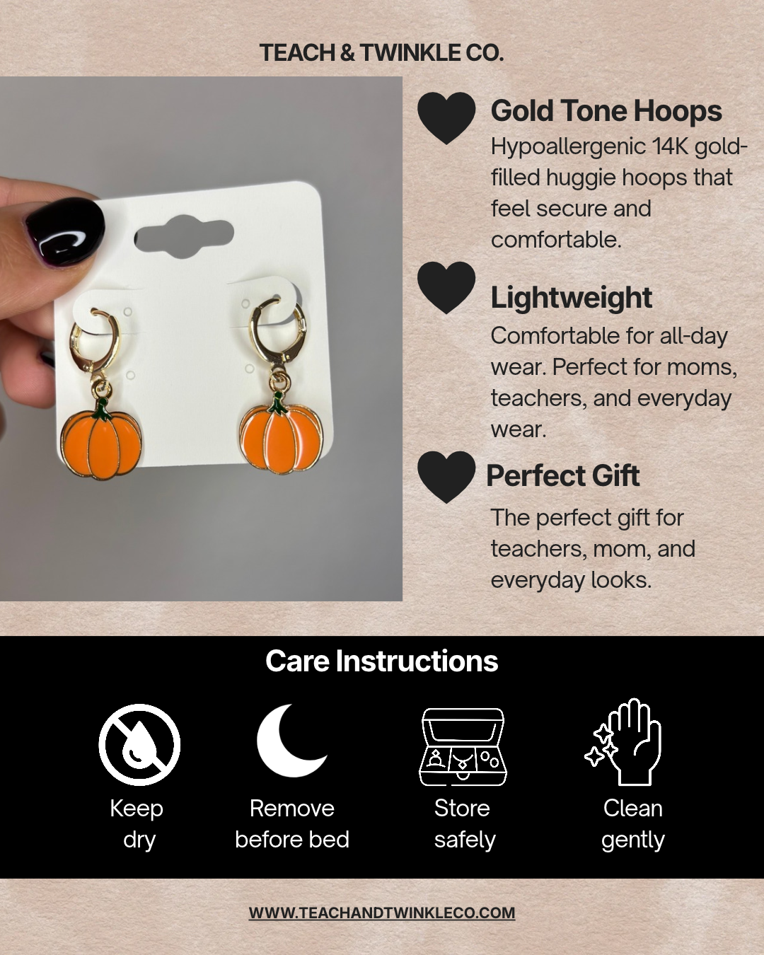 Orange Pumpkin Charm Earrings
